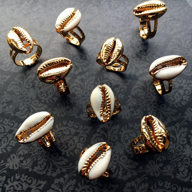 Gold Cowry Rings - Arimas 